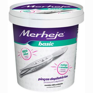 Merheje Pinca Depilatoria Basic de Inox Pote | Com 120 Unidades