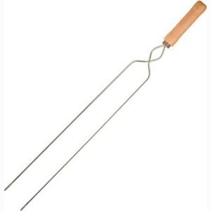 Espeto para Churrasco Duplo com Cabo de Madeira 12 x 75cm