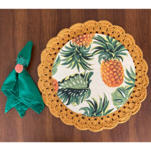 Conjunto Sousplat em Croche e Capa com MDF Verde