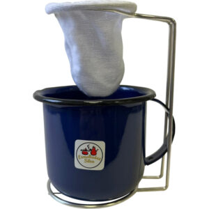 Mini Coador c/ Suporte + Caneca Esmaltada 8 Azul