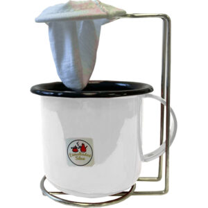 Mini Coador c/ Suporte + Caneca Esmaltada 8 Branco
