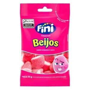 Fini Bala Gelatinosa Beijos Morango 10 x 35g