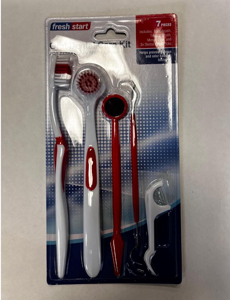 Fresh Star Kit de Higiene Oral , 1 Escova de Dente, 1 Escova para Lingua, Espelho Dental, Palito de Dente de Metal e 3 Palitos com Fio Dental 6 Unid- 26808
